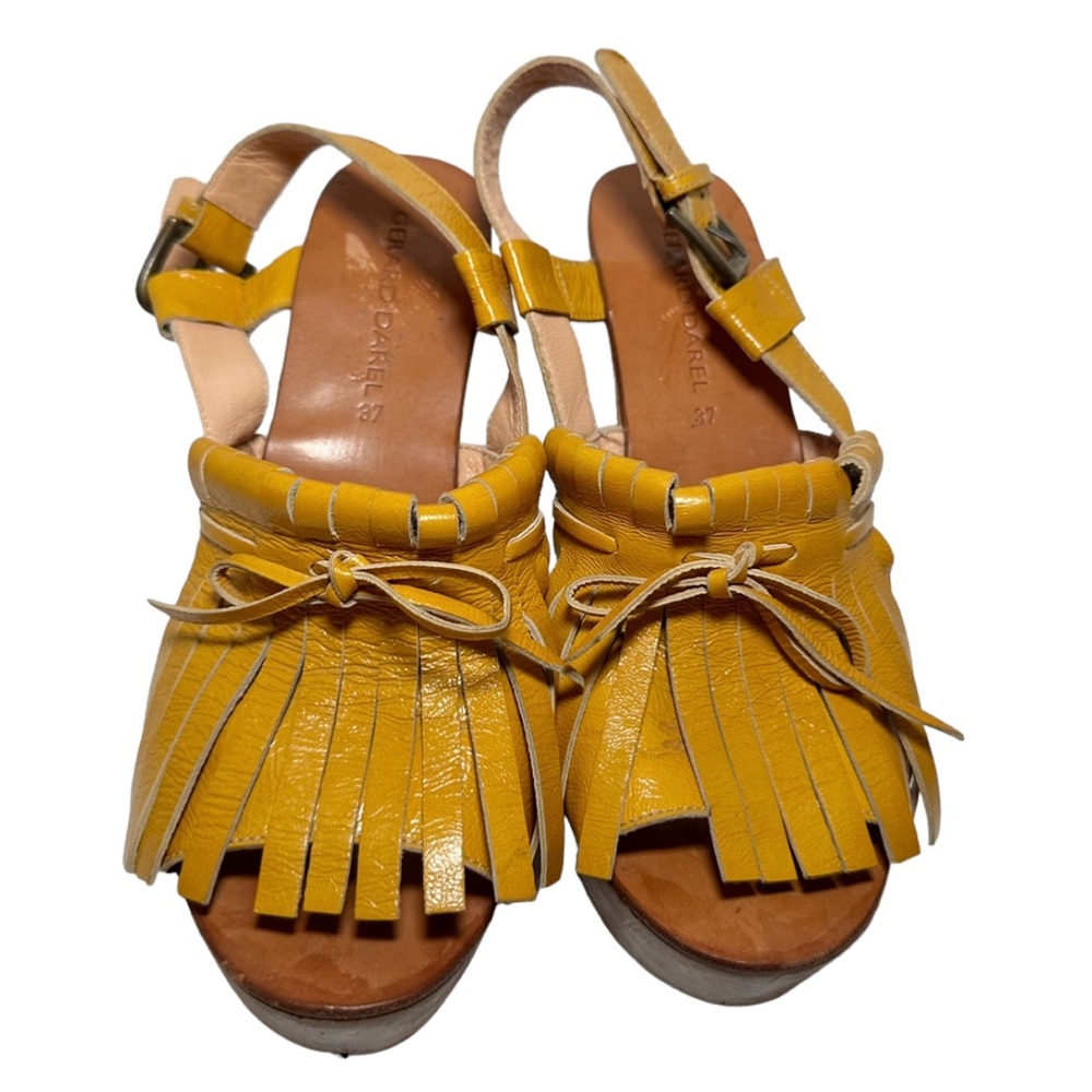 Gerard Darel Women’s Mustard Gold Patent Leather Strap Mule Clogs- Size EU 37